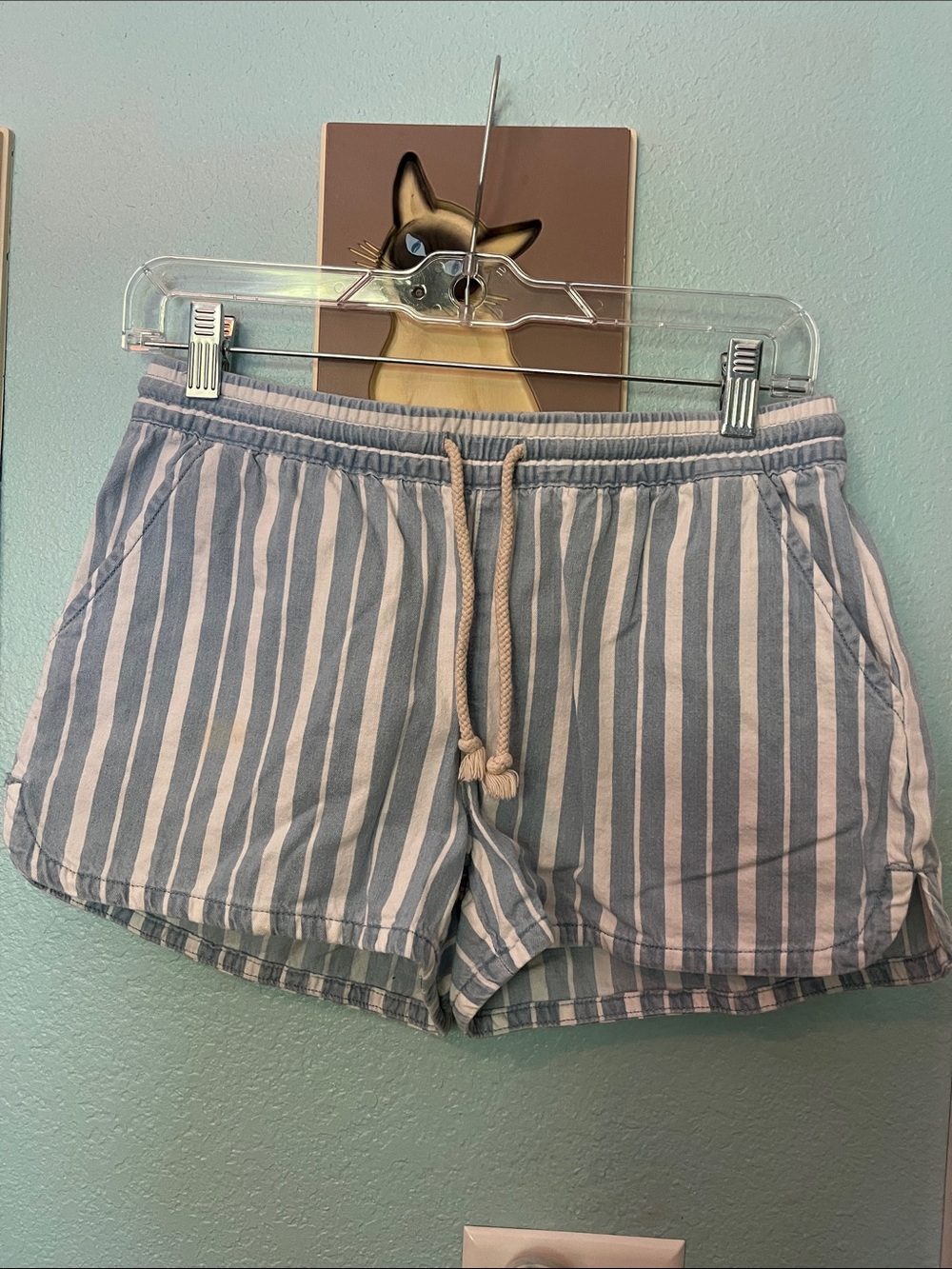 aerie Blue and White Striped Drawstring Shorts
